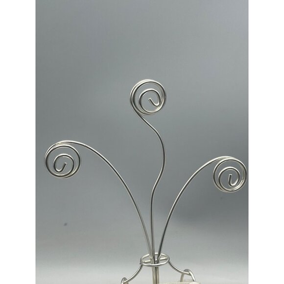 wedding photo holder figurine holds 3 photos white lace metal embellished READ - Picture 3 of 7